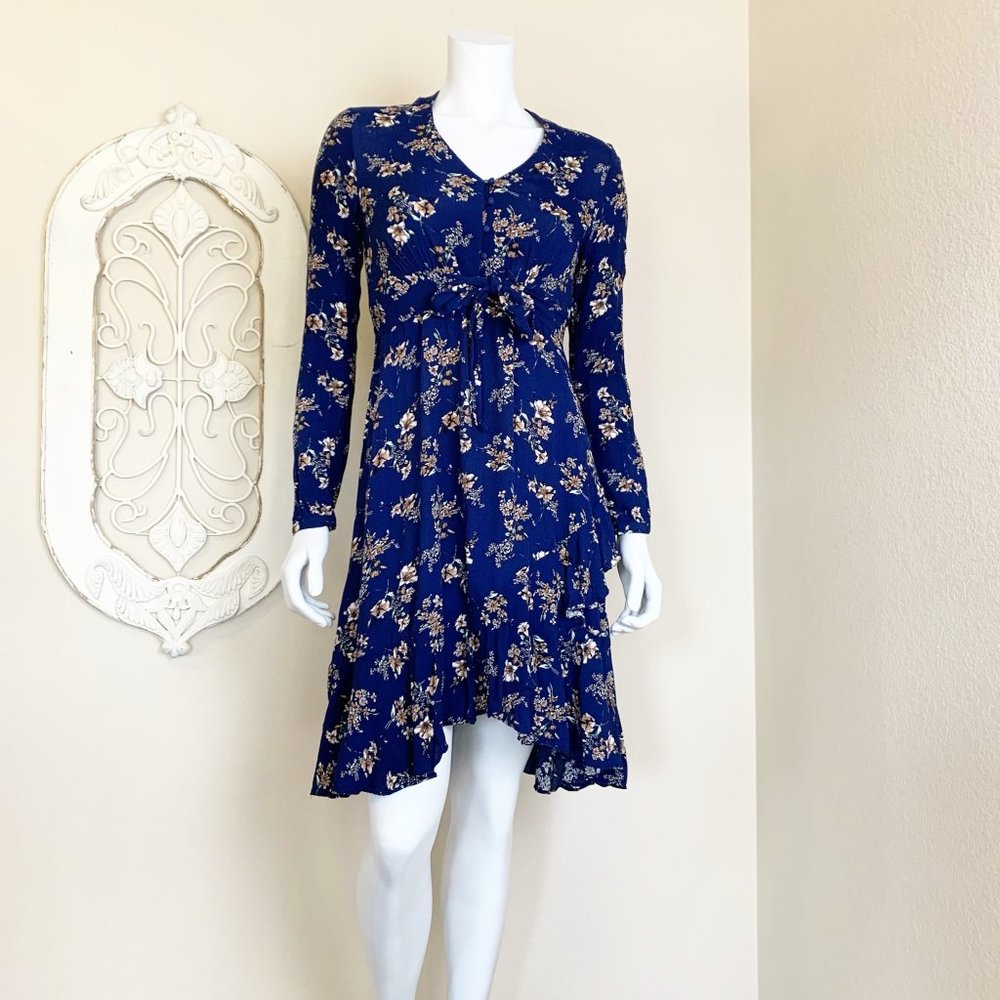 ❌SOLD❌ Ripe | Maternity Women's Blue Floral Print Long Sleeve Dress | Size: S - Picture 1 of 9